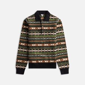 NWT Men’s Loewe Fair Isle Polo Wool Sweater - Green/Multicolor Size S